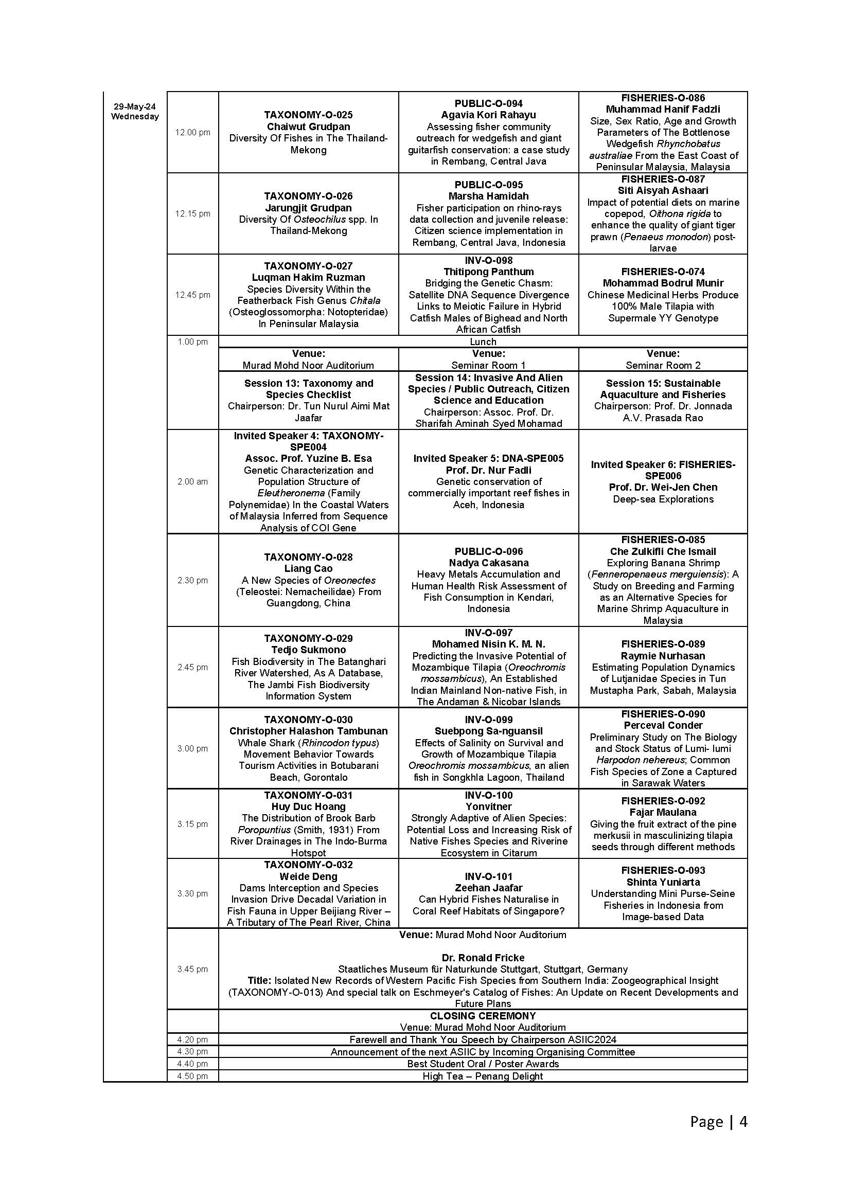 ASIIC2024 CONFERENCE AND ORAL PRESENTATION SCHEDULE Page 4